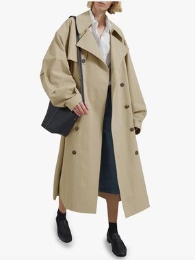 Double breasted long trench coat